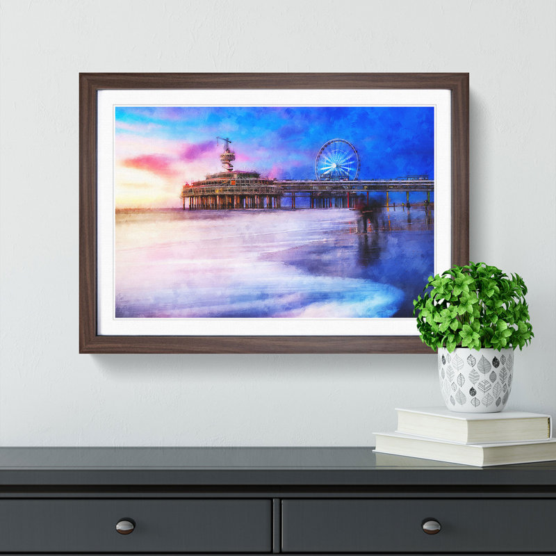 Beach In The Netherlands - Picture Frame Painting Print, Walnut, 24cm H x 33cm W x 2cm D