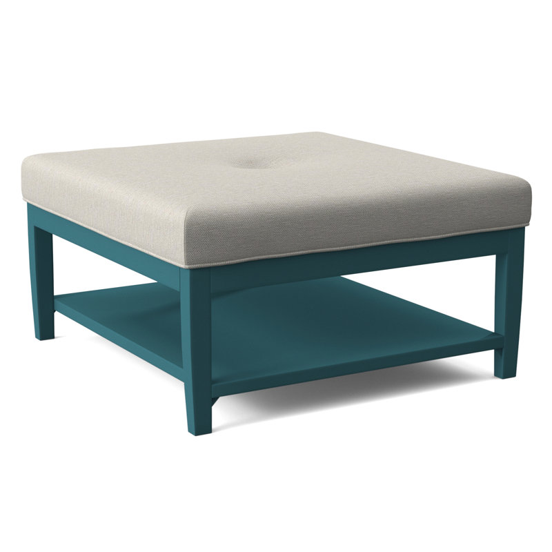 Hammond Square Ottoman, Frost White Finish, White Performance Fabric; 0851-94
