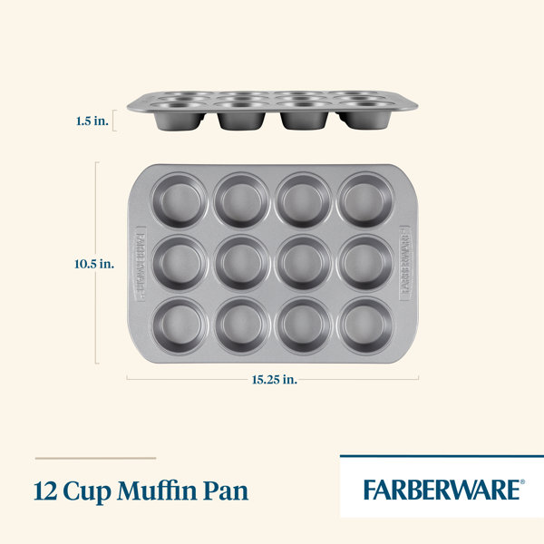 Farberware GoldenBake Bakeware Nonstick Round Cake Pan Set, 2-Piece, Gray