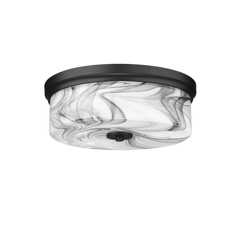 Représenté en finition noir mat avec verre tourbillon onyx, H 5,5 po x l 5,5 po x P 14 po