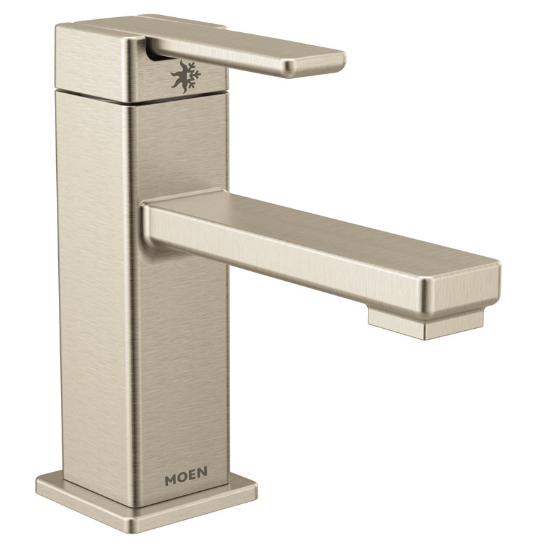 90 Degree Single Hole Bathroom Faucet with Drain Assembly, Brushed Nickel