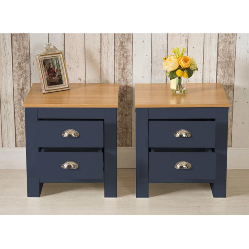 Amarelis 45cm W Manufactured Wood Bedside Table, Blue