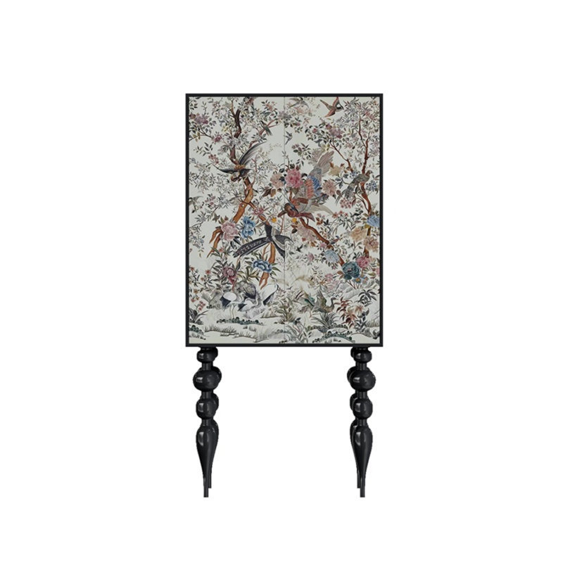 Armoire moderne à double porte minimaliste, Noir / blanc cassé