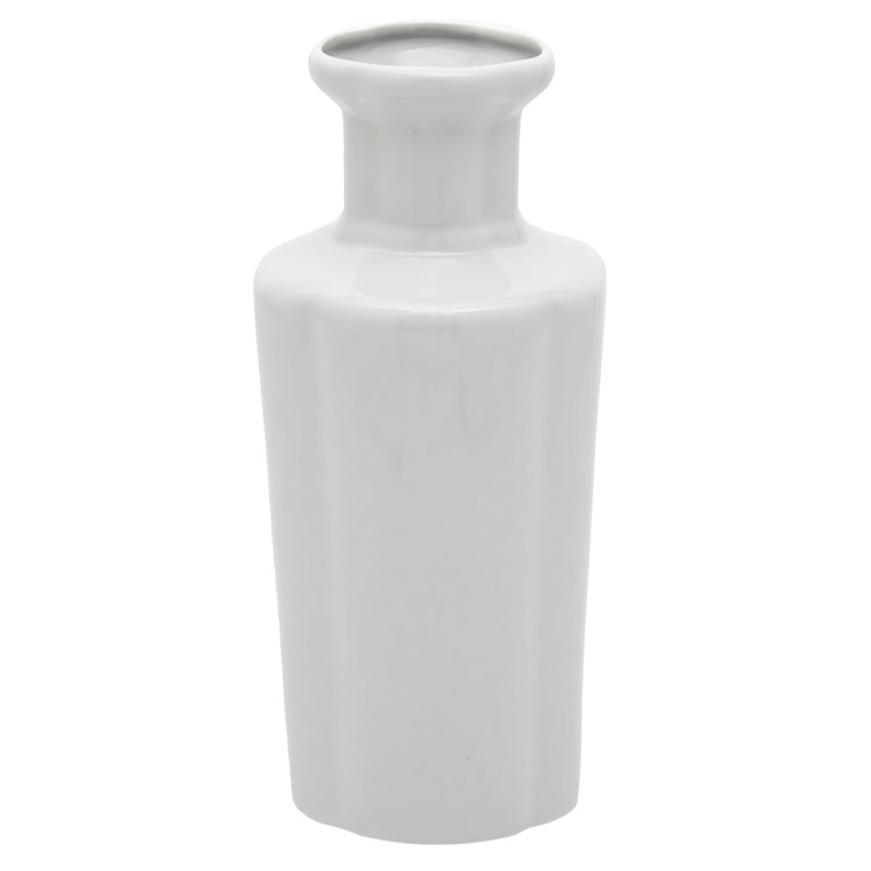 Blue Floral Vase, White