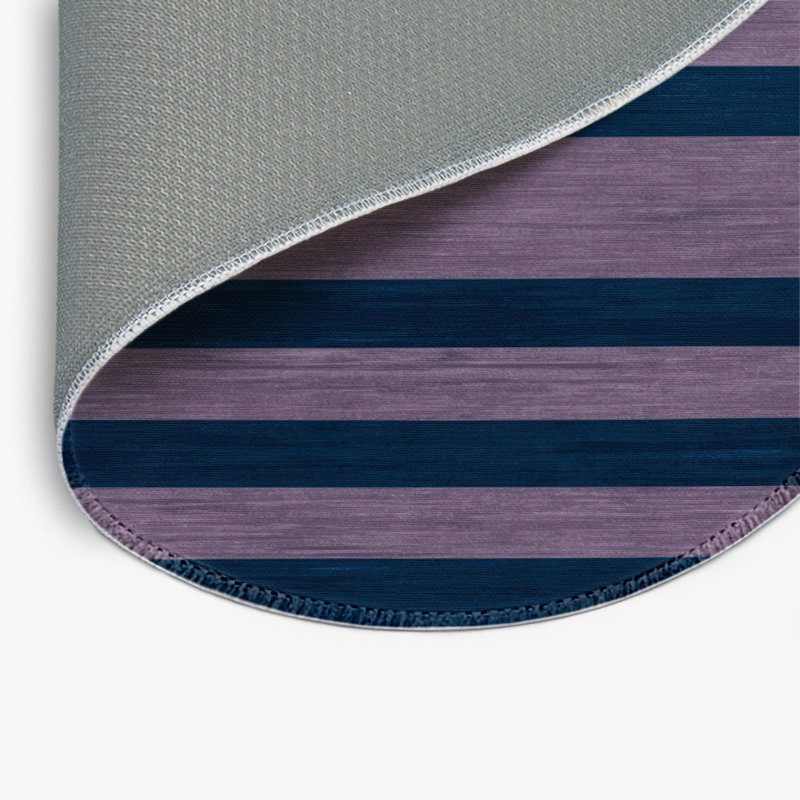 Tapis intérieur / extérieur bleu HorizontalStripes, Rond 5 pi