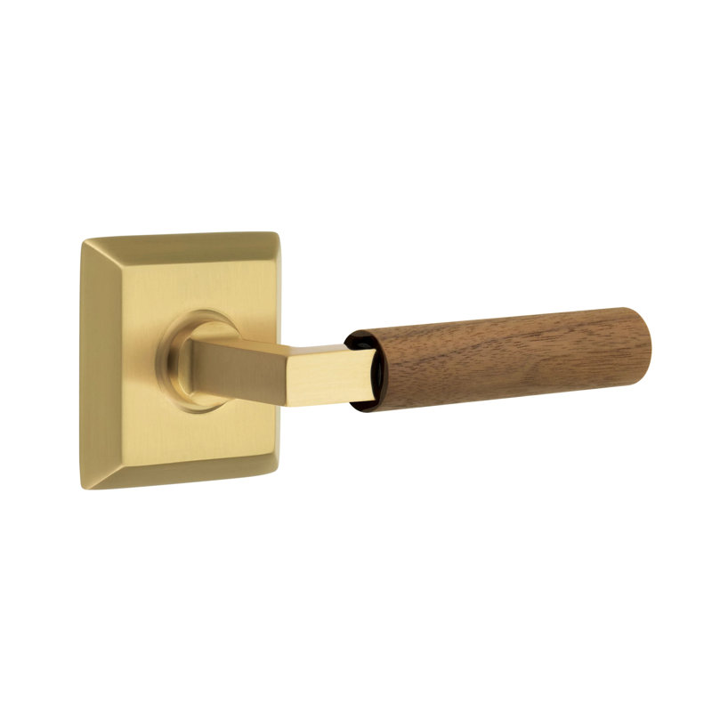 Emtek Select Passage Leverset w/ Quincy Rosette & L-Square Stem, Dark Walnut Handle (CF), French Antique
