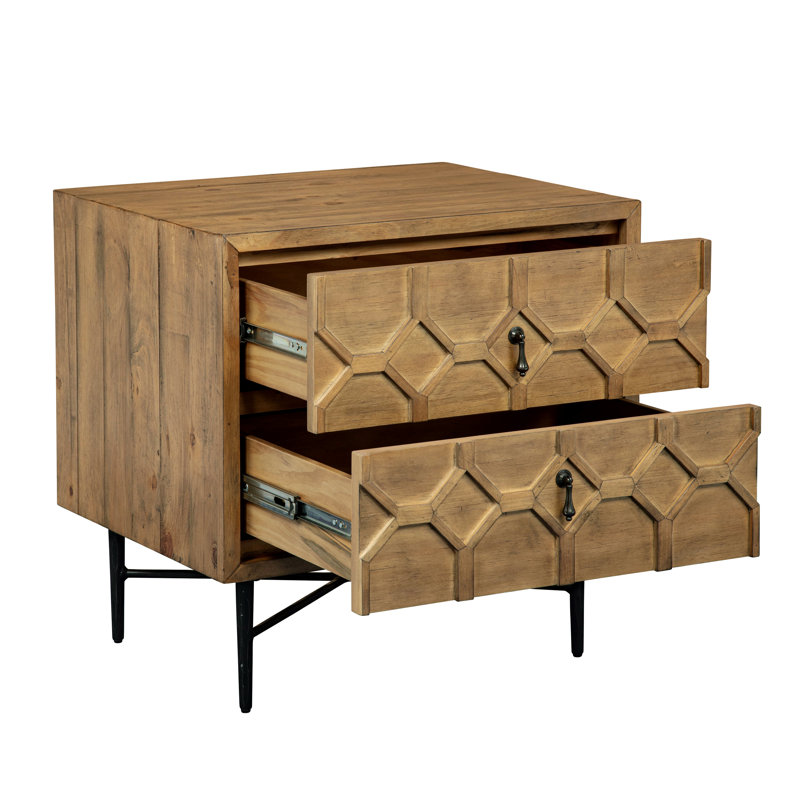 Samara 2-drawer Small Nightstand - Natural, Tan
