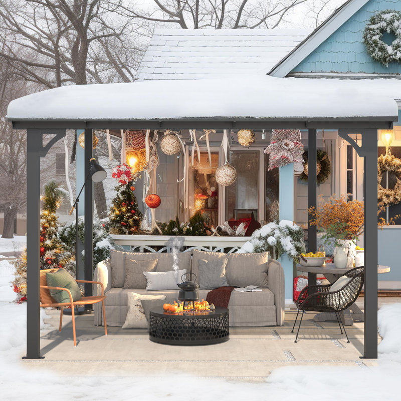 Aluminum Pergola with Canopy, 10 ft x 10 ft, Black