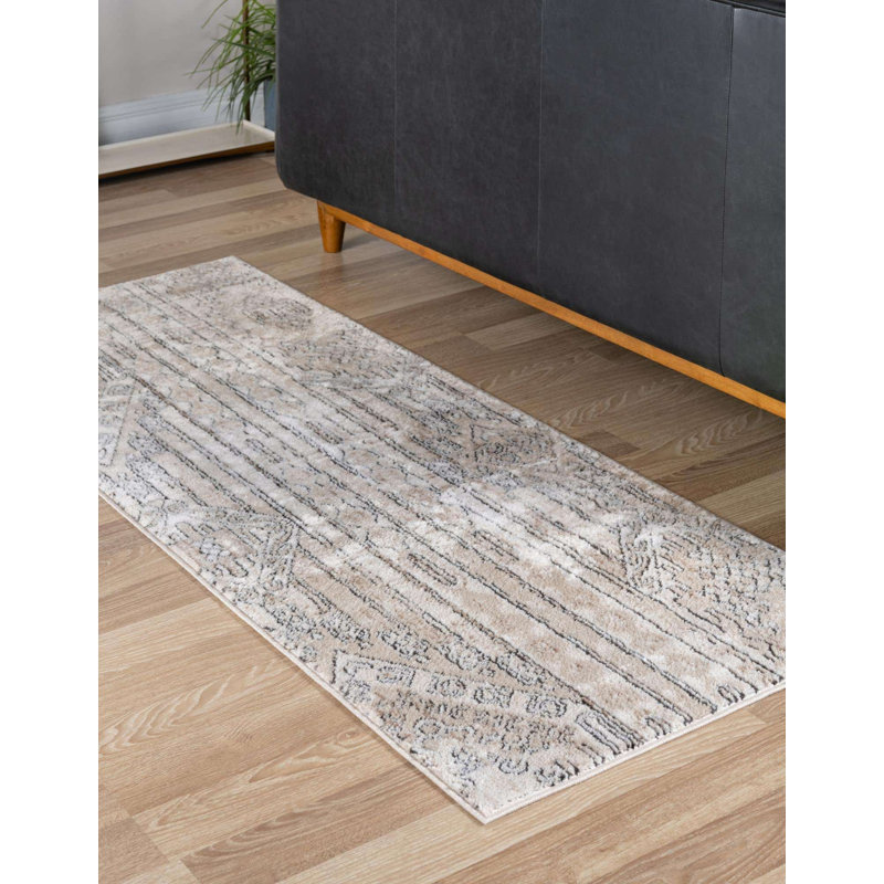 Tapis brun clair Jacklynn, Tapis de couloir 2 pi 7 po x 13 pi 1 po