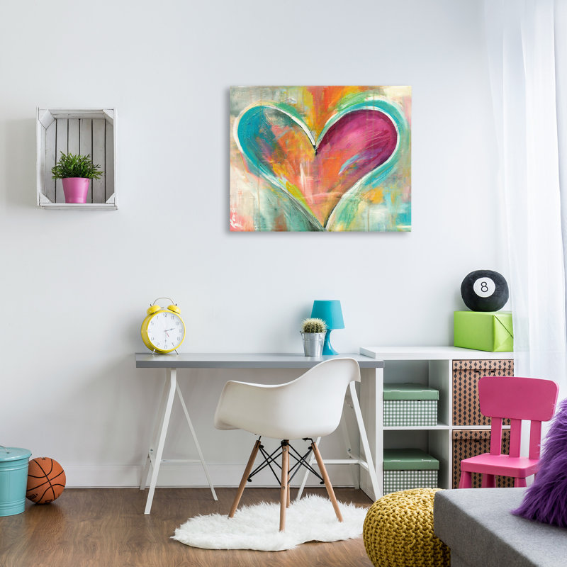 Abstrait coloré, art textuel sur toile tendue XXL par Kami Lerner, H 30 po x l 40 po