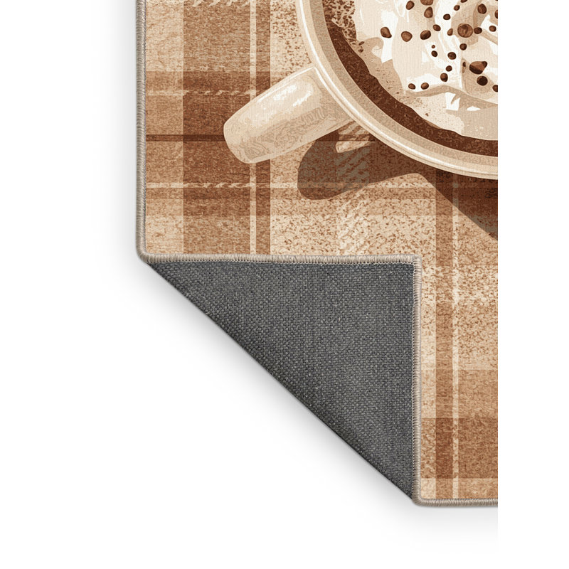 Soft Plush Feliz Christmas Modern & Contemporary Abstract Area Rug in Beige – Beige Binding, 6x9