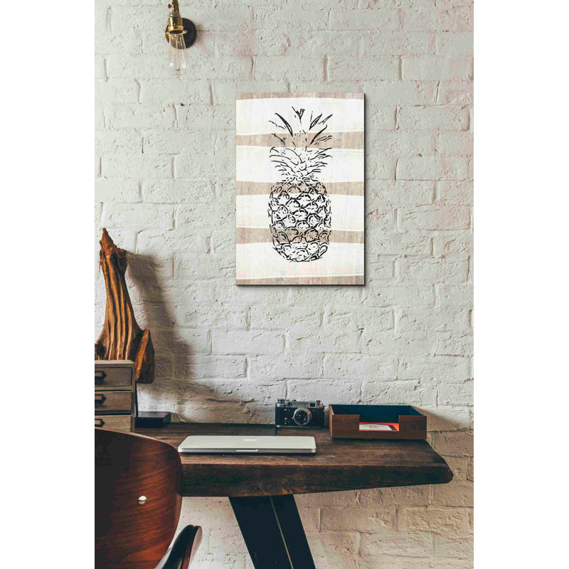«Simple Stripes Pineapple» par Linda Woods, art mural sur toile, H 18 po x l 12 po x P 0,75 po