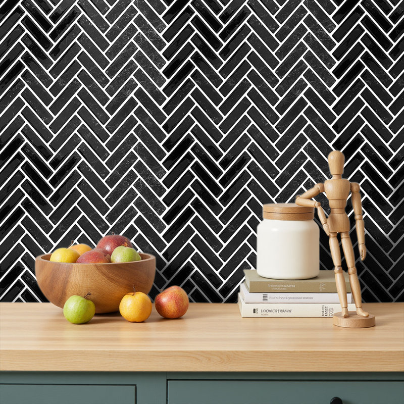 10Pcs Self-Adhesive Wall Tile Stickers, Black