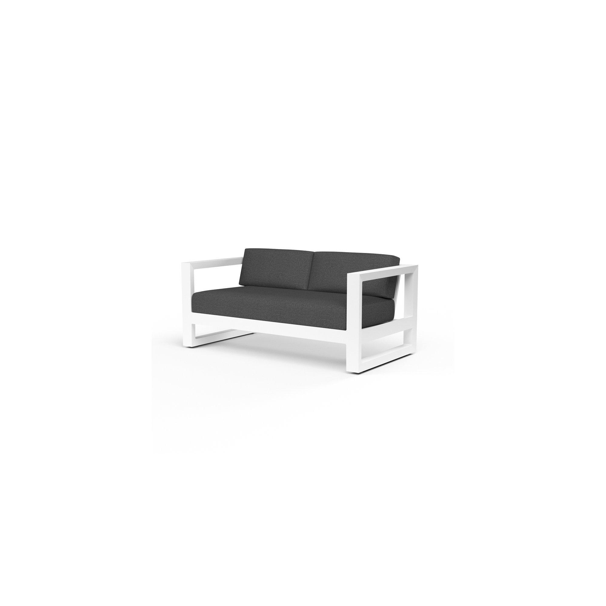 Camela 64.96'' Wide Straight Powder Coated Aluminum Loveseat with Sunbrella® Cushions, Spectrum Carbon Sunbrella® Plainweave