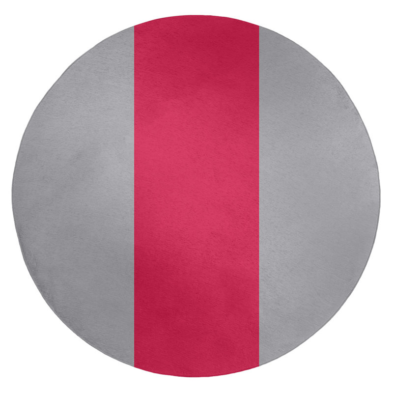 Tapis à rayures argent/rouge, Rond 5 pi