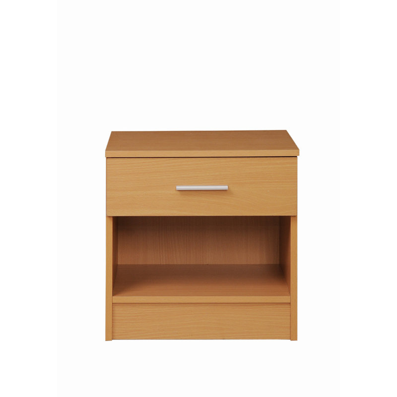 Willette 45cm W Manufactured Wood Bedside Table, Beech