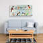 Petits oiseaux colorés abstraits - décoration sur toile Neo Mint