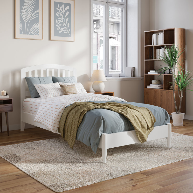Lit plateforme en bois massif Audriel, Simple TG, Blanc