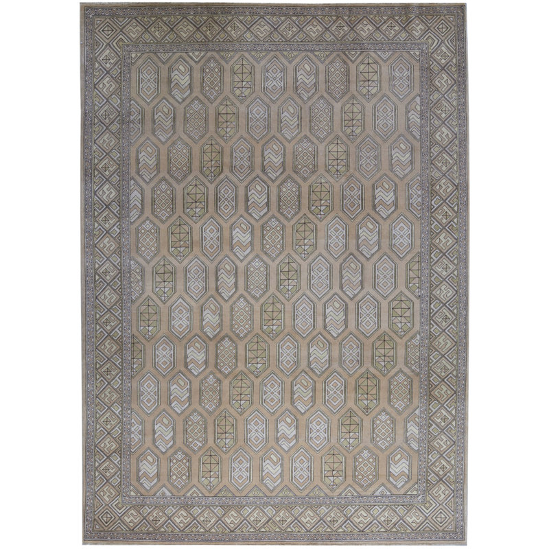 Tapis beige noué à la main de haute qualité