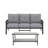 2 Piece Outdoor Patio Set, 70” All-Weather Metal 3-Seat Metal Patio Sofa And Rectangular Coffee Table , Black Frame With Gray Cushions-586228533-586228534