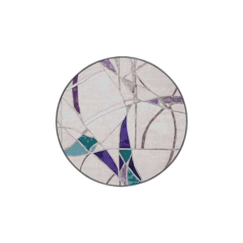Tapis gris soyeux et moelleux, Rond 3 pi