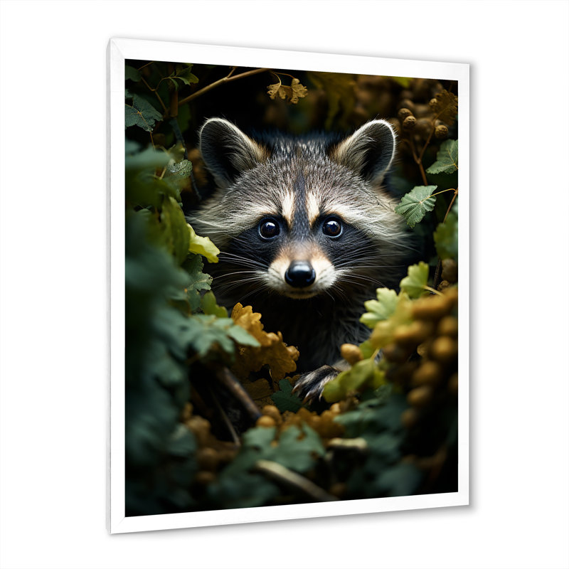 Curious Raccoon Collage VI - impression, H 20 po x l 12 po, Toile blanche à cadre unique