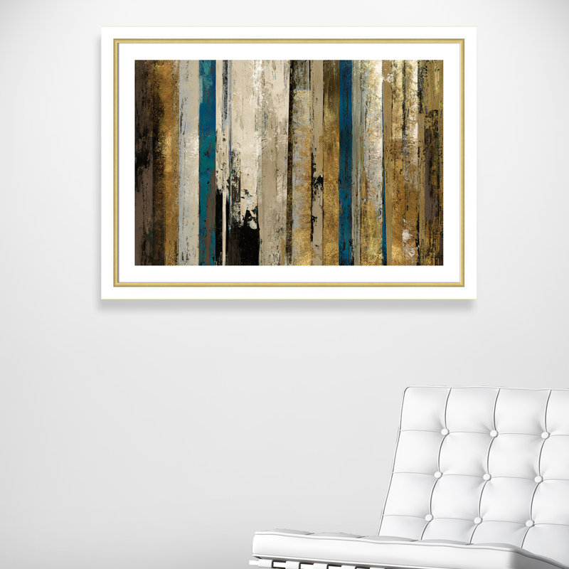 Croxley «Gold Forest», reproduction de peinture acrylique encadrée, Blanc et doré, H 31,75 po x l 43,75 po x P 1,13 po