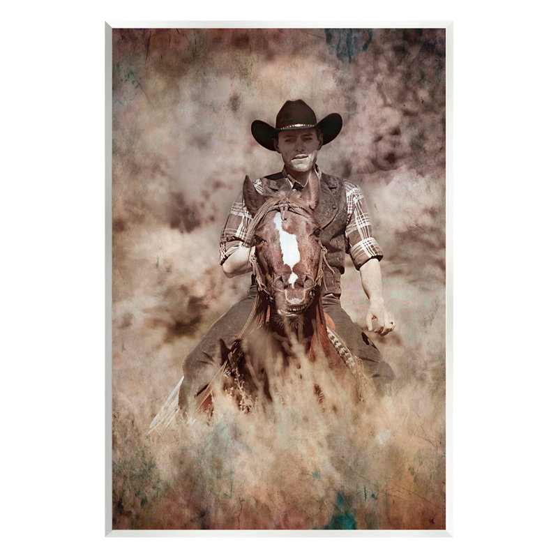 «Galopant Cowboy Portrait» par Jerry Cowart, H 15 po x l 10 po