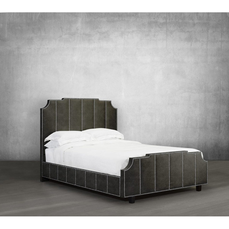 Lit plateforme tapissier Stoker, Grand, Similicuir - pierre