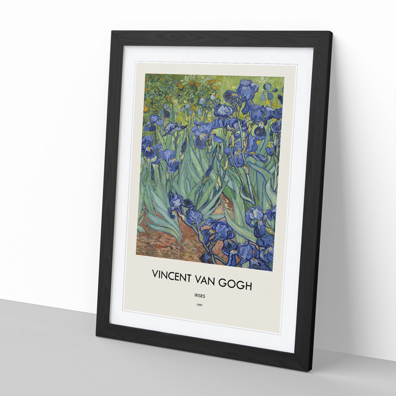 Irises by Vincent Van Gogh - Picture Frame Art Prints, 65cm H x 48cm W x 2cm D, Black Framed