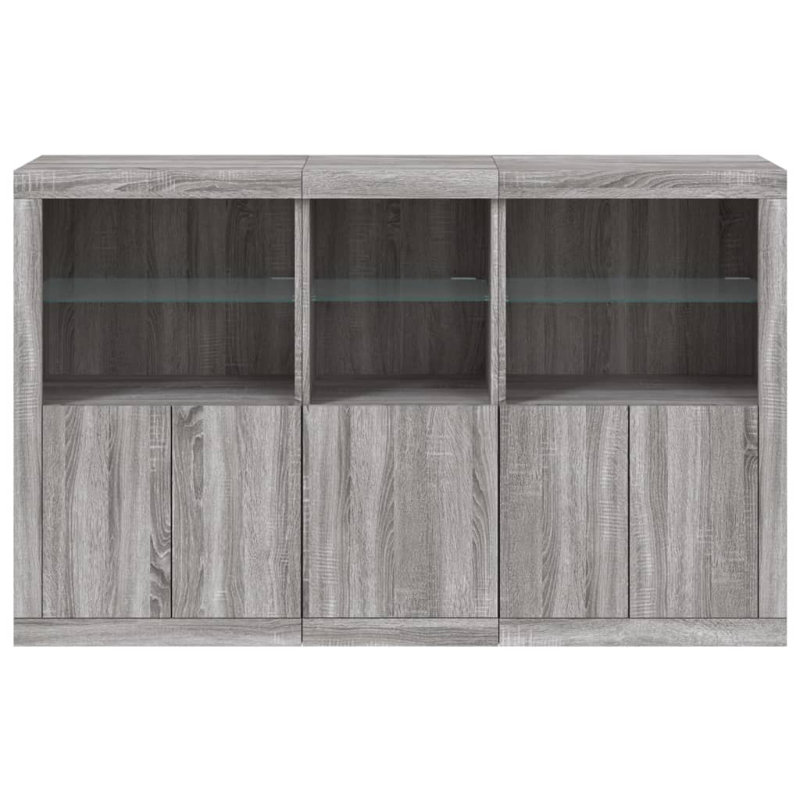 Azilda 162 cm W Glass Sideboard, Grey Sonoma