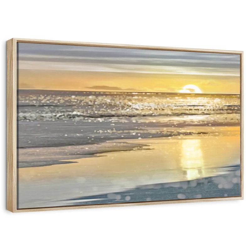 That Sunset Sunset, Cadre flottant en bois naturel, 40 po x 27 po
