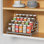 Étagère à épices à 4 niveaux, rangement pour épices pour armoire, garde-manger, comptoir, étagère à épices à visibilité facile, étagère à assaisonnement extensible pour armoire de cuisine, argent