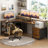 Kaedence L-Shaped Iron Writing Desk with Built-In Electrical Outlet-579338258-579338268