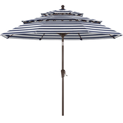 9’ 3-Tier Olefin Market Umbrella with Tilt and Crank Lift