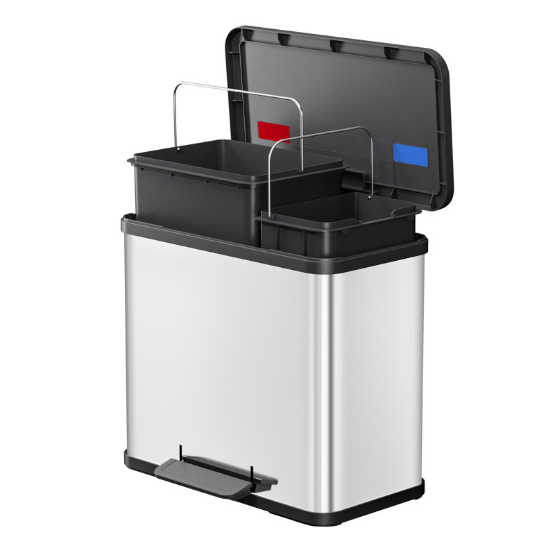 Step On Rubbish Bin, Black/Stainless Steel, 26 L.