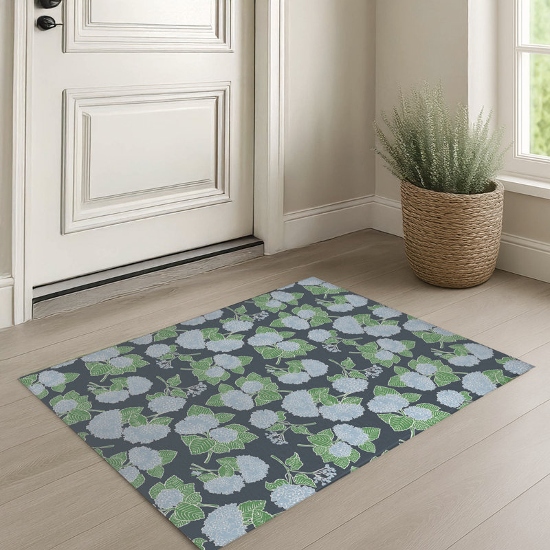 Paillasson Hydrangea, Gris anthracite, L 36 po x L 24 po