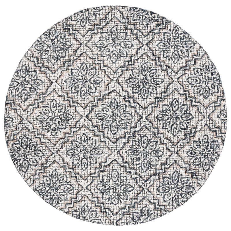 Abstract Hand Tufted Wool, Cotton Geometric Rug, Round 6'