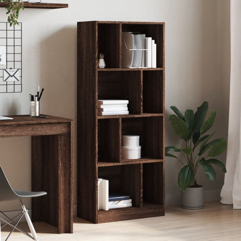 vidaXL Bookcase Engineered wood Medium Bookcase Rectangular, Brown Oak, (4 Shelves) 55.5in H x 22.4in W x 11.2in D