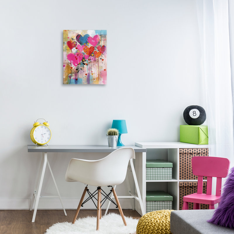 "Whimsical Love Hearts", art mural sur toile par LSR Design Studio, H 20 po x l 16 po