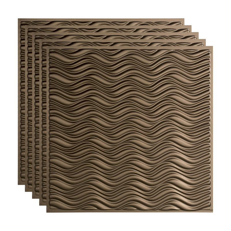 Panneau de plafond décoratif en vinyle 2 pi x 2 pi FASÄDE, Bronze argenté