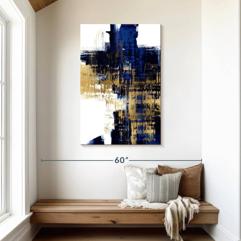 Avery doré dynamique sur bleu II, H 45 po x l 30 po