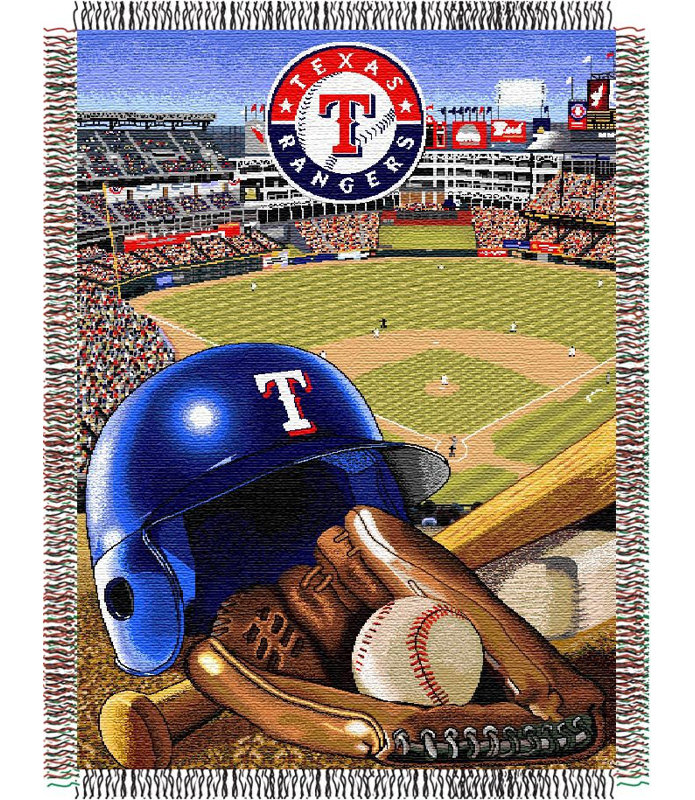 Texas Rangers Blue and Red Woven Tapestry Throw Blanket