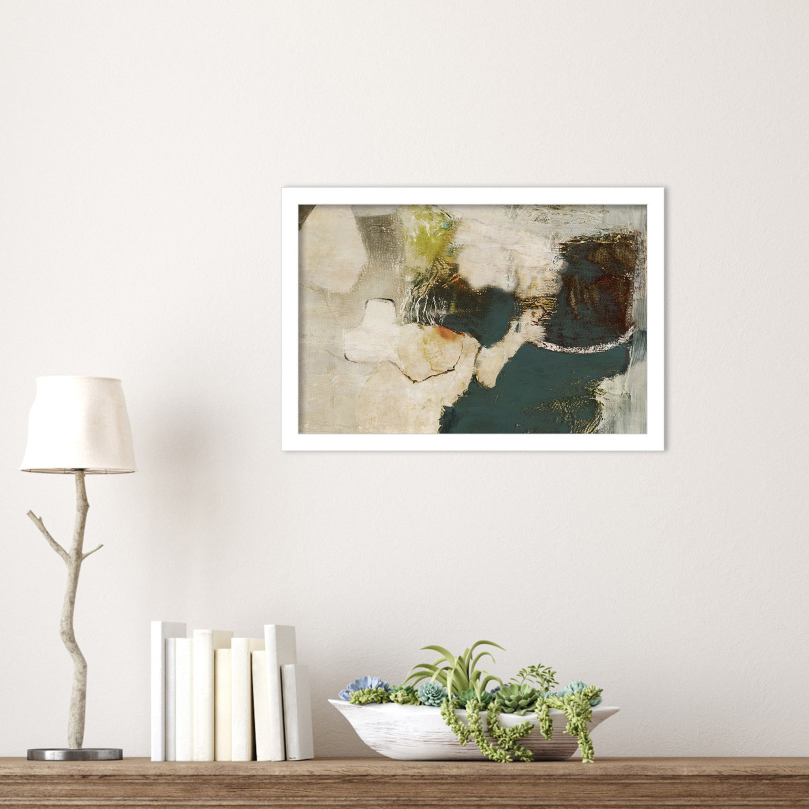 Obscured in Blue Print by PI Studio, White, 12" H x 17" W