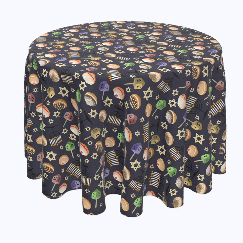 Bodenheim Geometric Round Hanukkah Tablecloth, 70" L x 70" W