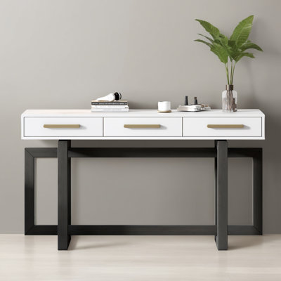 57" Console Table Sofa Table with 3 Drawers for Entryway