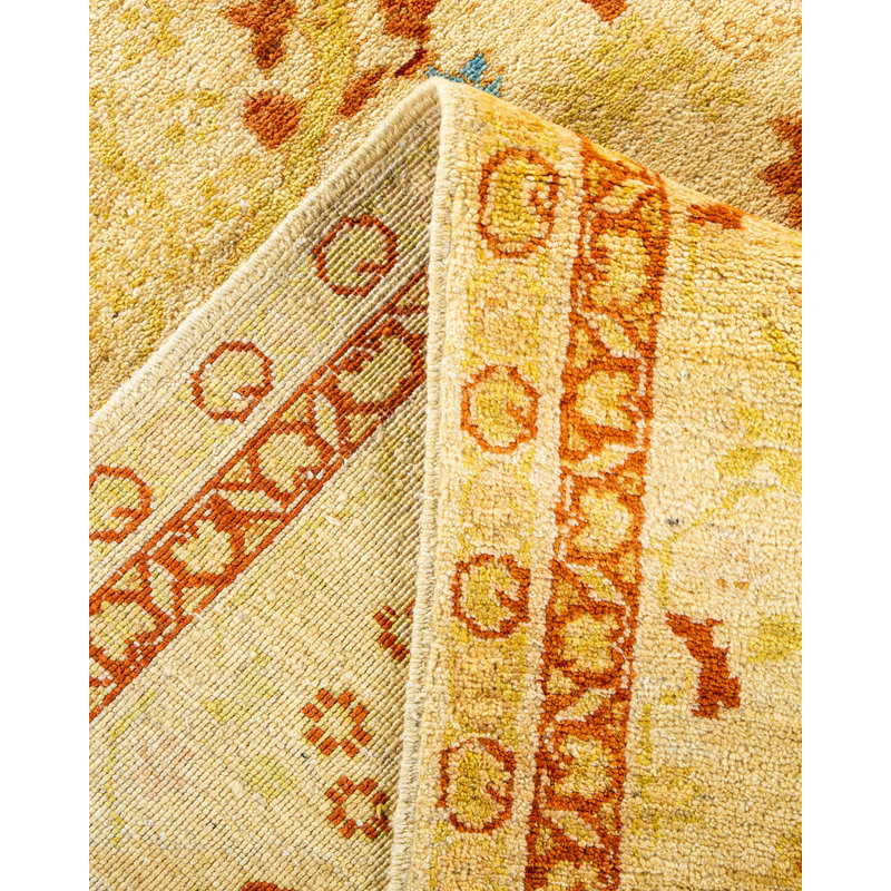 Tapis sable noué à la main de conception unique 8 pi 10 po x 10 pi 10 po Seyar