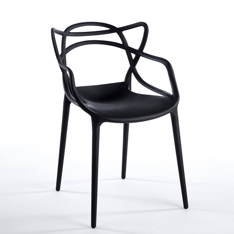 Chaise en plastique 4 pièces, Noir