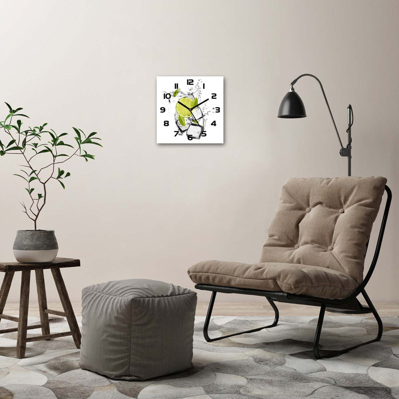 Heberth Glass Wall Clock, Black/Green/White