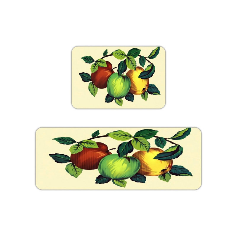 Multicolore beige, ensemble de 2 tapis de cuisine Watercolor